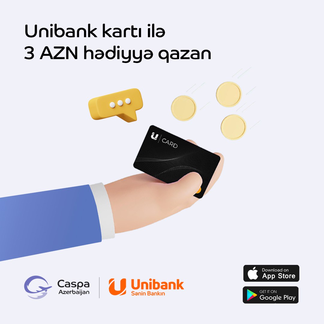 Əziz dostlar, Unibank istifadəçiləri üçün yeni kampaniyaya start verdik. Caspa.az ❤ Unibank.az